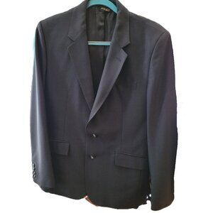 H415-Like New Navy Gino Cappeli Suit-Coat Pants-Shirt-Tie & Tie Clip--R40